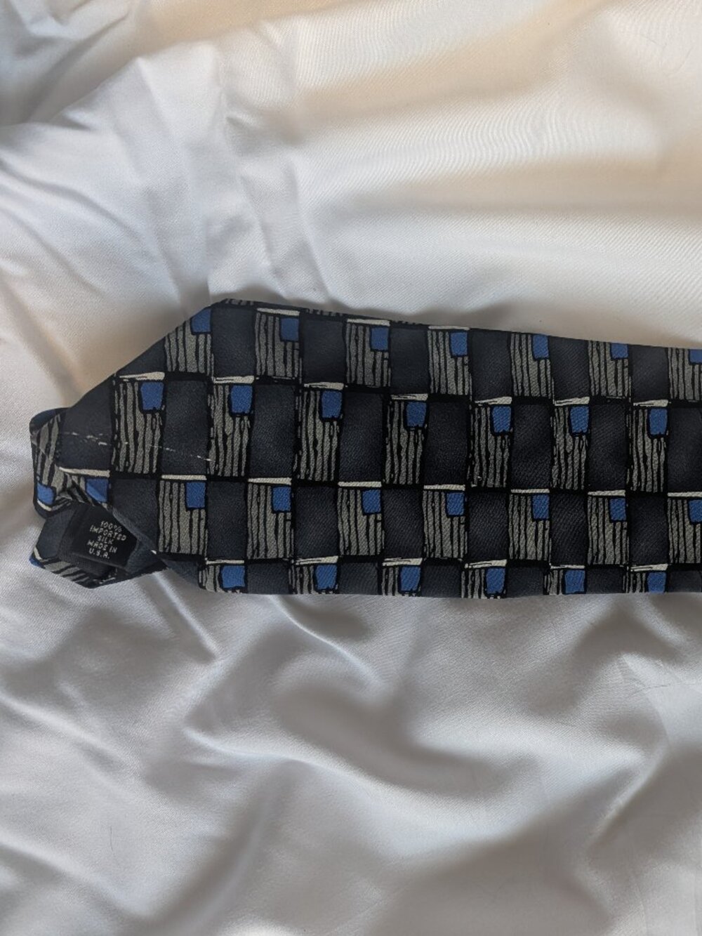 Vintage Grateful Dead Silk Tie U.S. Blues 5th Set Blue Geometric